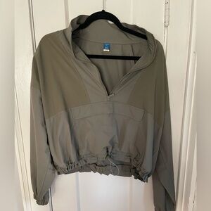 Oversized StretchTech Cropped Quarter-Zip Windbreaker Jacket